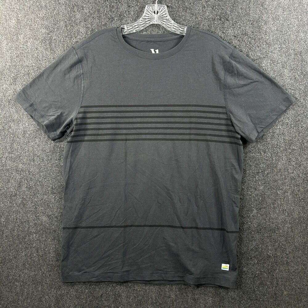 Vuori Tuvalu Shirt Men's Medium Black Striped Pima Performance Soft Basic Gym